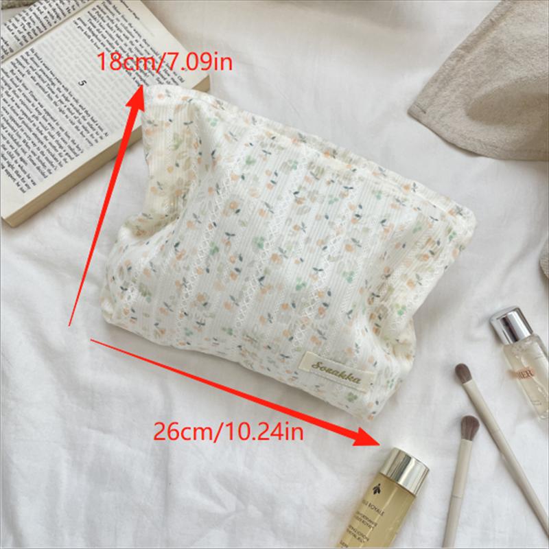 Милые кружевные цветочные женские косметички, портативный женский клатч, сумка для помады и макияжа для поездок на работу, женская сумка для хранения большой вместимости