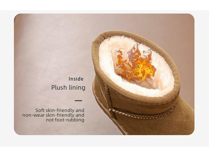 Kids' 2024 Winter Snow Boots - New Style Suede Short Boots for Boys and Girls, Plus Velvet Lined for Warmth