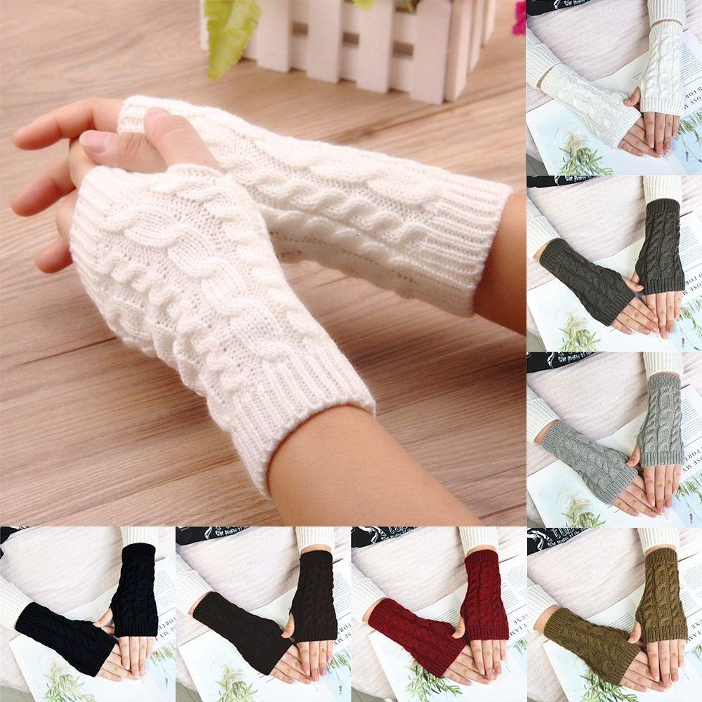 Thicken Knitting Gloves Solid Color Fingerless Glove Comfortable Women Hand Warmer Women