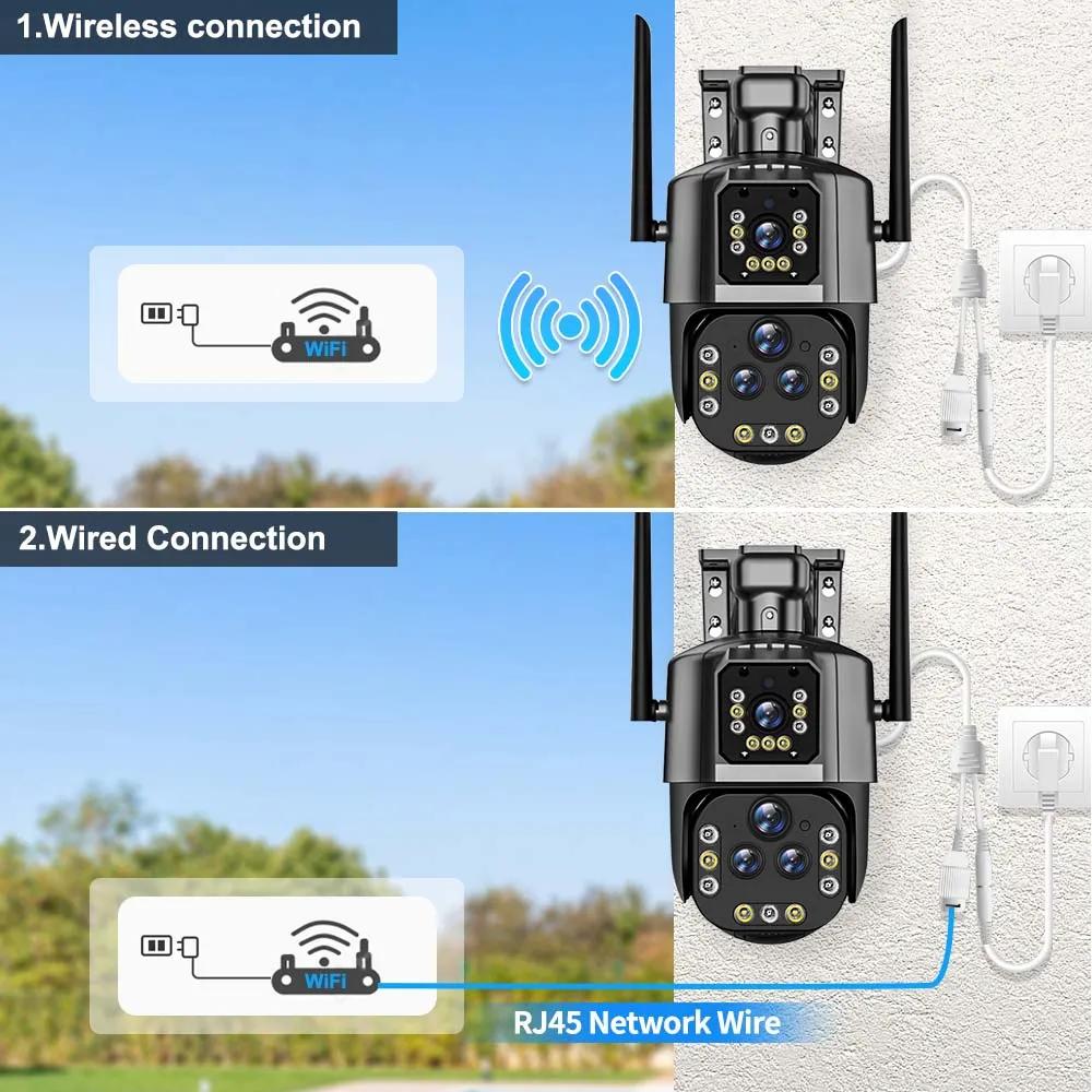 10K 20MP Wi-Fi IP-камера с 20-кратным зумом, четыре объектива, три экрана, PTZ-камеры, уличная камера видеонаблюдения 16MP, 8K, камера видеонаблюдения
