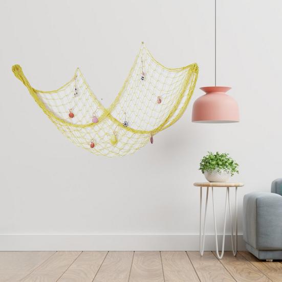 2Pcs Decorative Fishing Nets Hanging Ornaments Extra-Large DIY Ocean-inspired Craft Wall Art Hanging Fishnet Decor