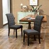 Set of 2 Dining Room Chairs Kitchen Chair Great Comfort Wooden Legs Linen 47 x 61 x 101 cm Dark Grey