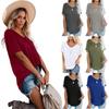 Women's Summer Tshirts V Neck Short Sleeve Loose Fit Tops Casual Basic Tee Shirts