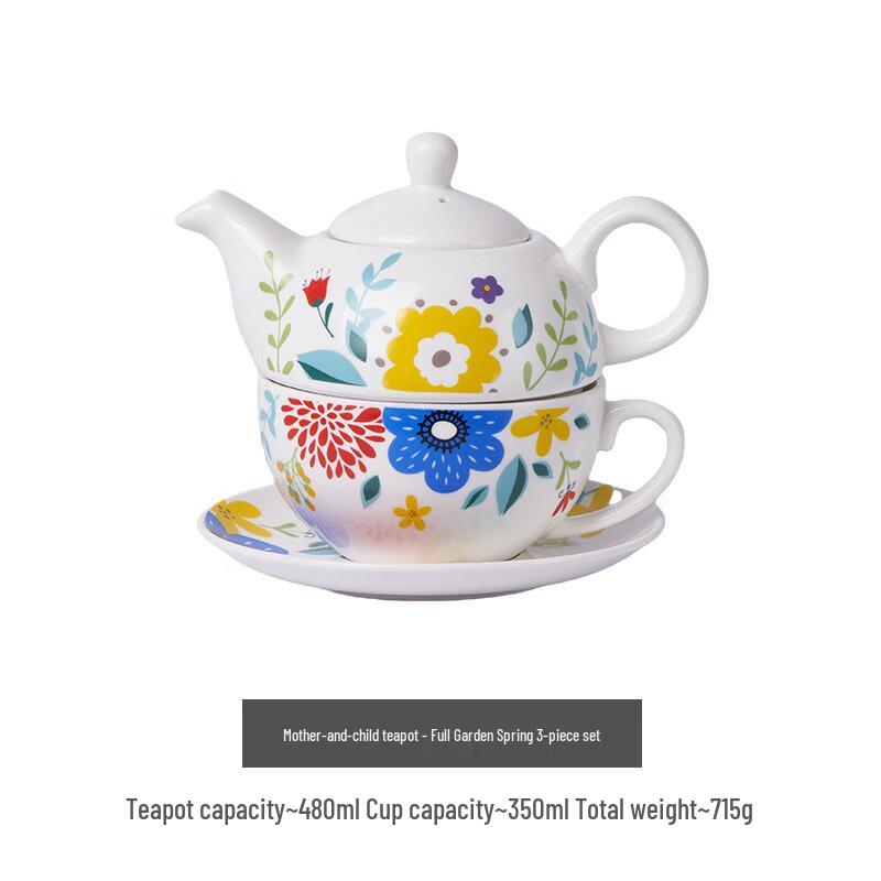 Jingxun Floral Ceramic Stacking Teapot & Cup Set