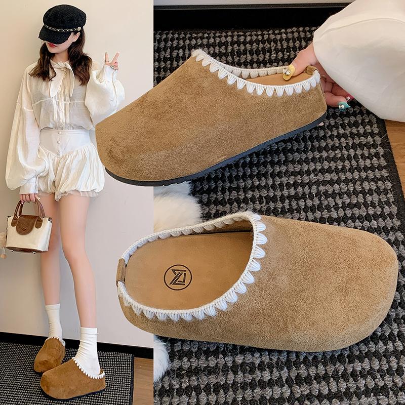 Fashion Fashion Women Slippers Suede Flats Platform Mules Shoes Casual Slingback Sandals 2025 Summer New Woman Sides Sandalias De Mujer