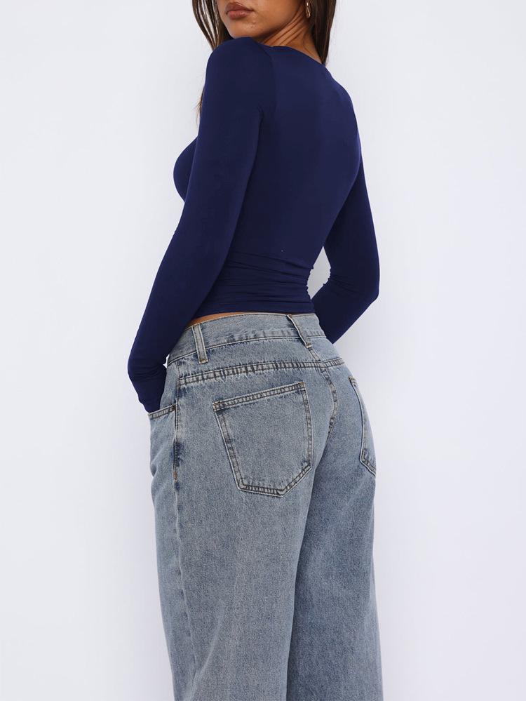 Diyun 2025 Весна/Лето Женский Y2K Кроп-топ с принтом звезд, облегающая футболка с длинным рукавом