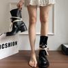 Новые Роскошные Ретро Матовые Панк Стиль Шнуровка Спереди До середины икры Женские Ботинки Круглый Носок Платформа Все-Сочетаемые Повседневные Туфли Массивный Каблук Ботинки