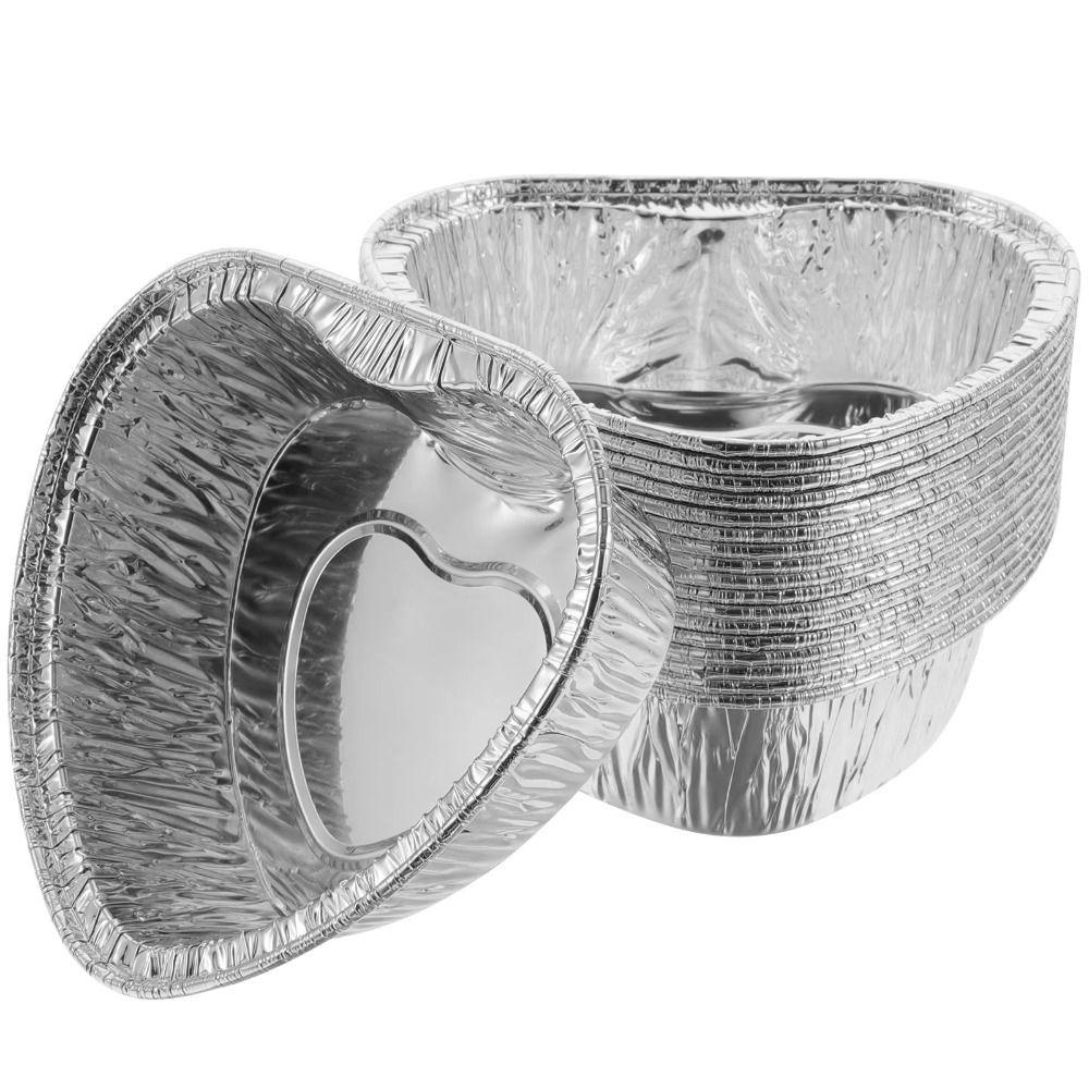 50Pcs Disposable Aluminum Tin Foil Baking Pans Food Grade Cupcake Mold Tinfoil Tray  Pudding