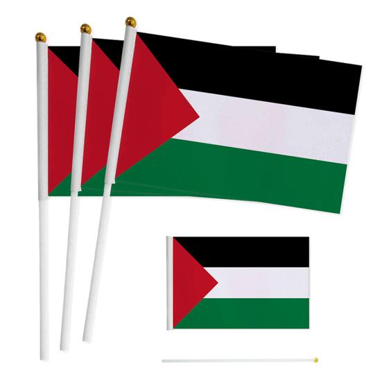 10/20/50/100Pcs Palestine Mini Flags with Pole Hand Held Small Palestine Stick Flags Miniature Hand Waving Flags