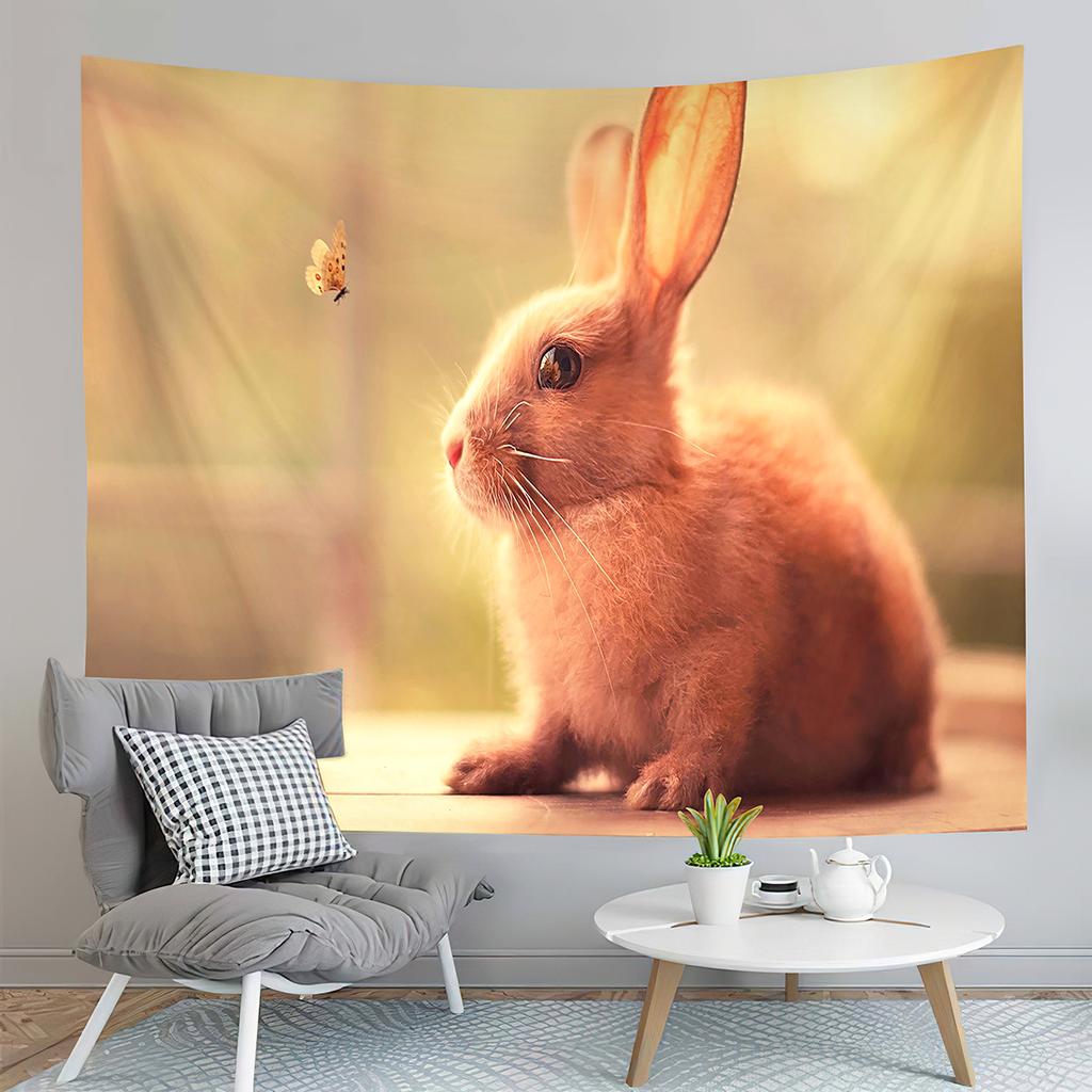 Милый Farm Rabbit Гобелен Серый Кролик Гобелен Креативный Стиль Гобелен Искусство Настенное Полотно Дом Гостиная Спальня Общежитие Гобелены