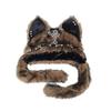 Warm Winter Hat Cute Plush Animal Hat, Furry Cat Ear Headwear, Unique Cosplay Accessories Soft Cap for Halloween Party Costume, Holiday Theme