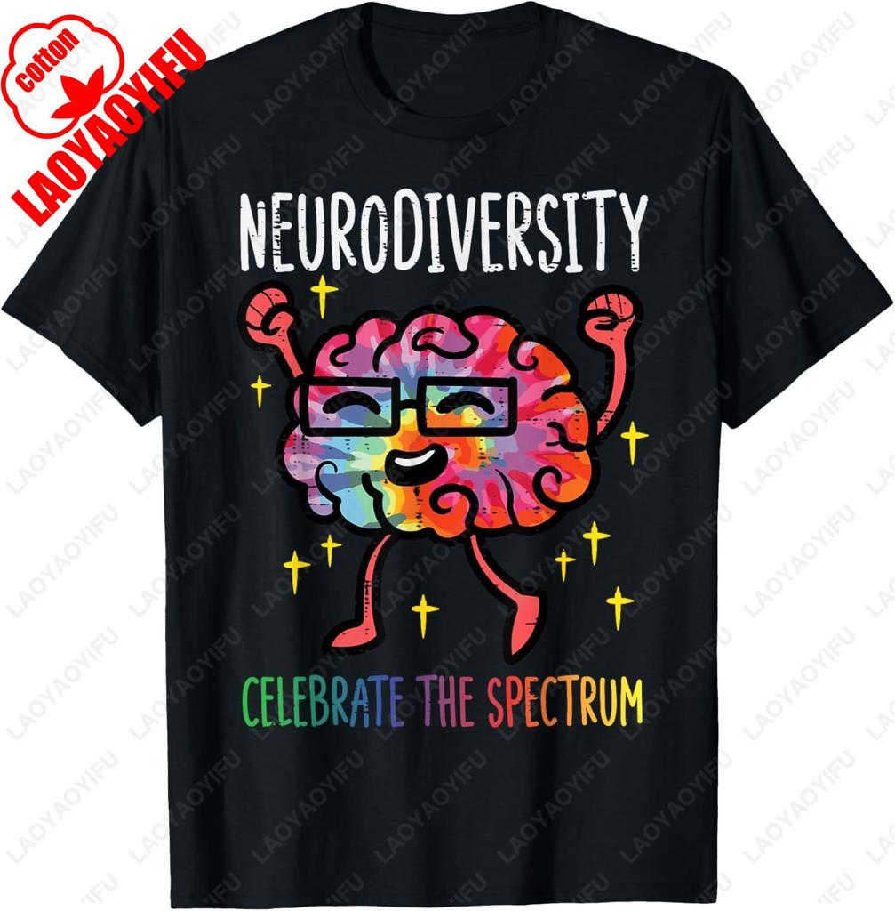 Neurodiversity Brain Autism Awareness ASD ADHD Unisex Women Aesthetic TShirt Summer Unisex Casual Cotton Streetwear Cool Tops