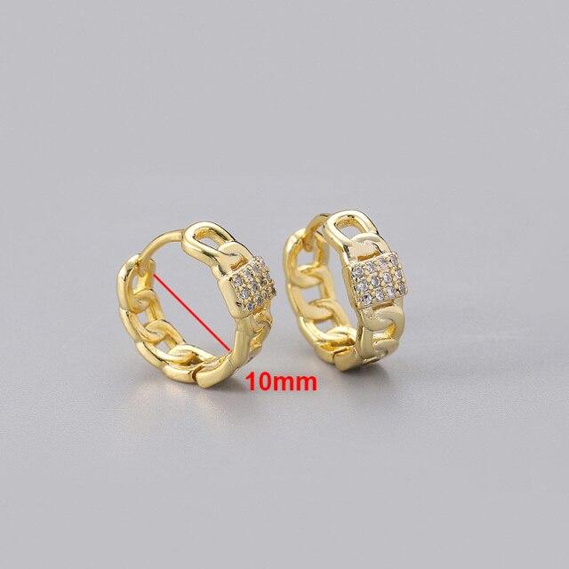 925 Sterling Silver Chain Hoop Earrings Female French Golden Zircon Circle Earrings Wholesale