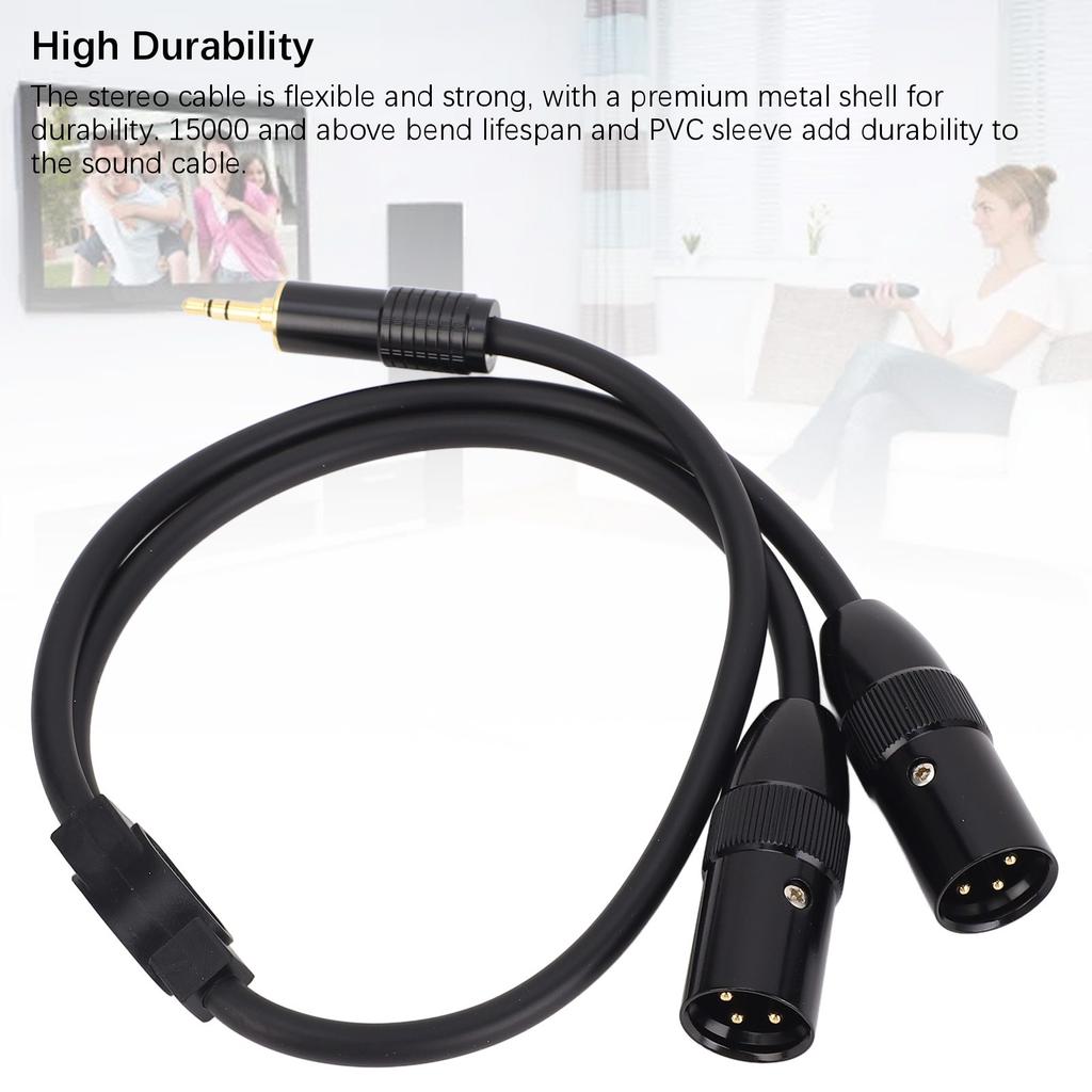 Dual XLR Male to 1 8in TRS Stereo Y Splitter Cable 1.6ft 3.5mm for Portable Media Player Laptop Mixer