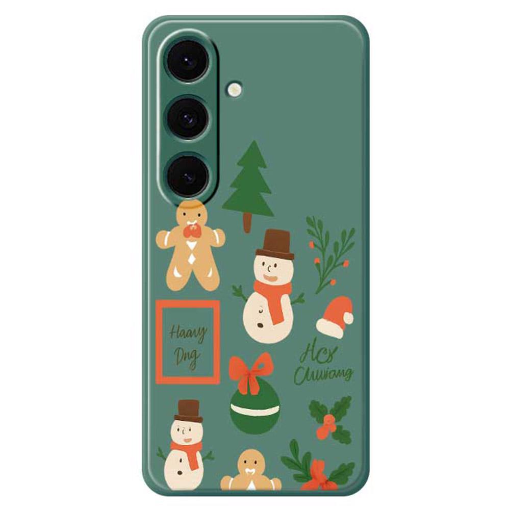 For Samsung Galaxy S25+ Case Christmas Snowman Pattern Printing Straight Edge TPU Phone Back Cover