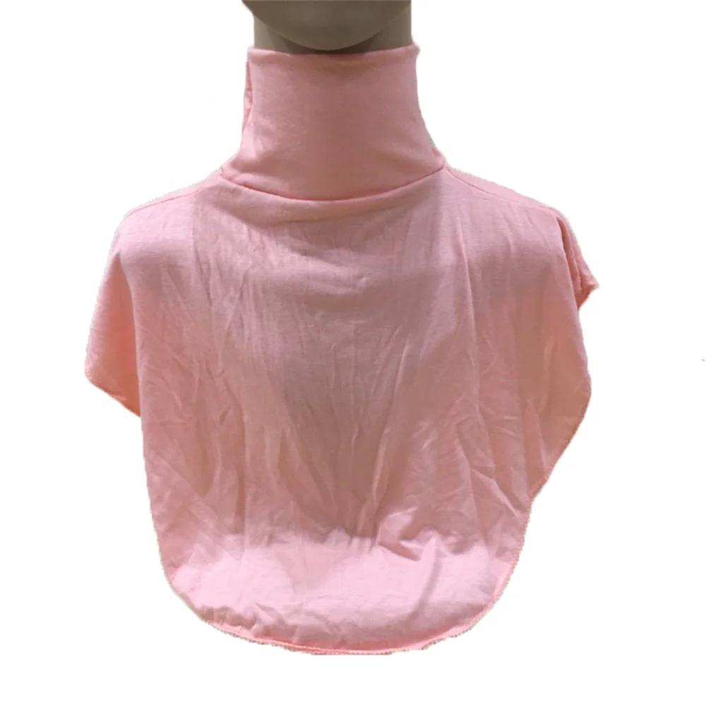 New Womens Muslim Modal Fake False Collar Islamic Hijab Extensions Turtleneck High Neck Cover Warmer Bright Solid Color Half Top