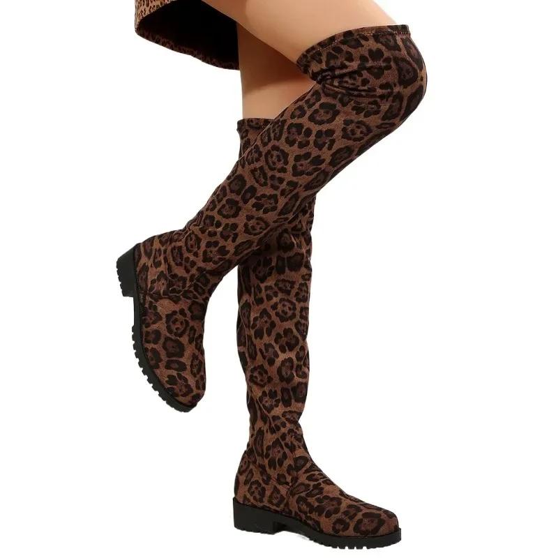 Женская обувь 2025 больших размеров ботфорты женские сапоги высокого качества современные сапоги женские с круглым носком на среднем каблуке слипоны женские