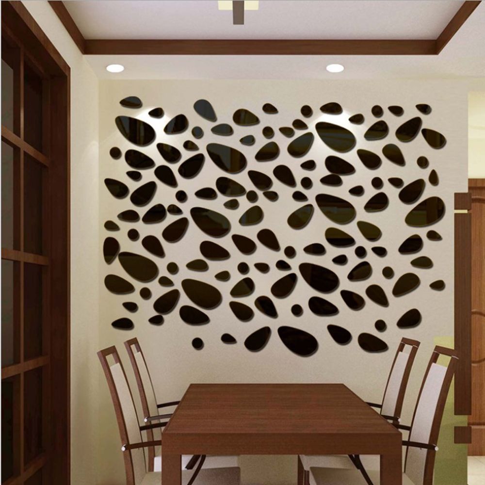 Украшения для дома Украшение для гостиной Наклейки на стену Зеркальная поверхность Виниловая фреска Искусство 3D Наклейки с галькой