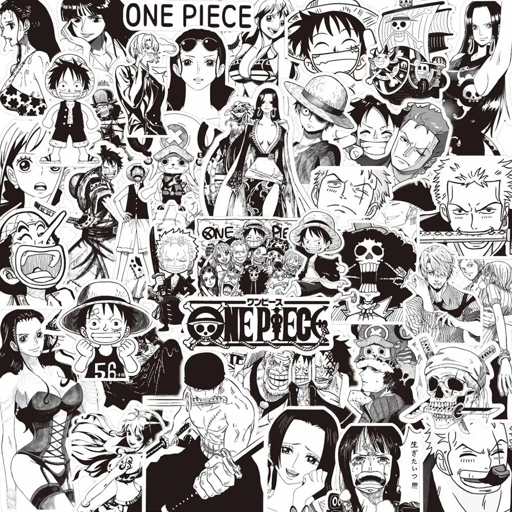 10/30/65 шт. Черно-белые аниме-наклейки ONE PIECE для DIY ноутбука, мотоцикла, багажа, автомобиля, скейтборда, велосипеда, водостойкая наклейка, игрушка