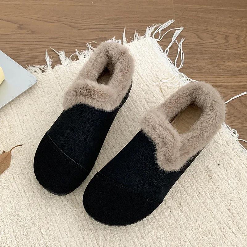 Winter Shoes Women Loafers Female Footwear Casual Shoes Women Flat Heel Leather Retro Winter Lightweight Fashion Comfy 35-41