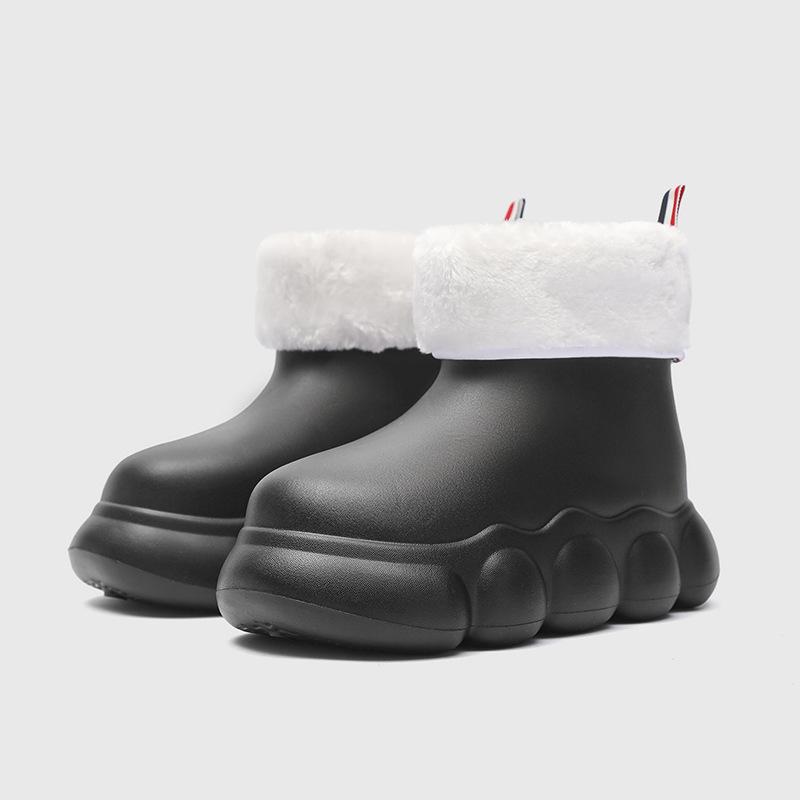 Женские сверхлегкие водонепроницаемые нескользящие сапоги из ЭВА с толстой подошвой, модные зимние плюшевые хлопковые теплые и удобные уличные резиновые сапоги