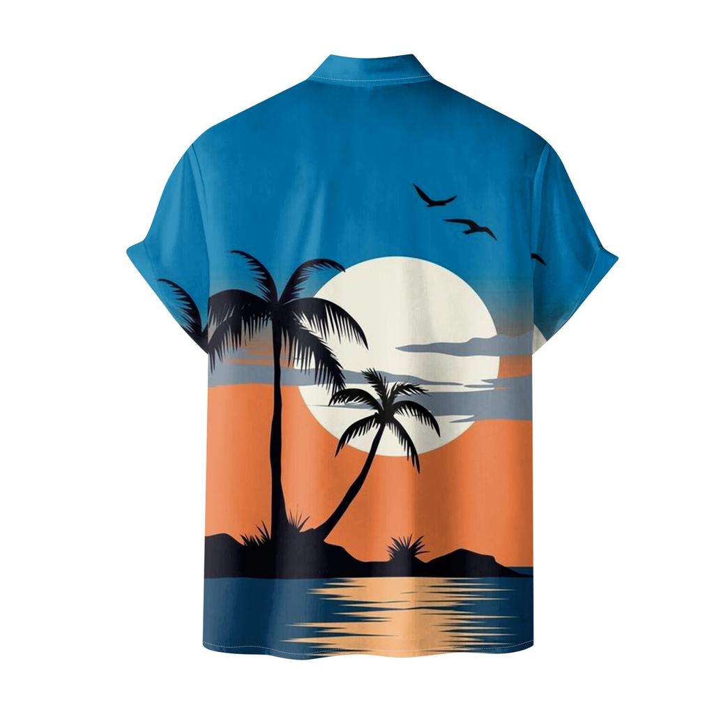 Гавайская рубашка для мужчин, повседневная модная летняя футболка с коротким рукавом и пуговицами, топ с принтом