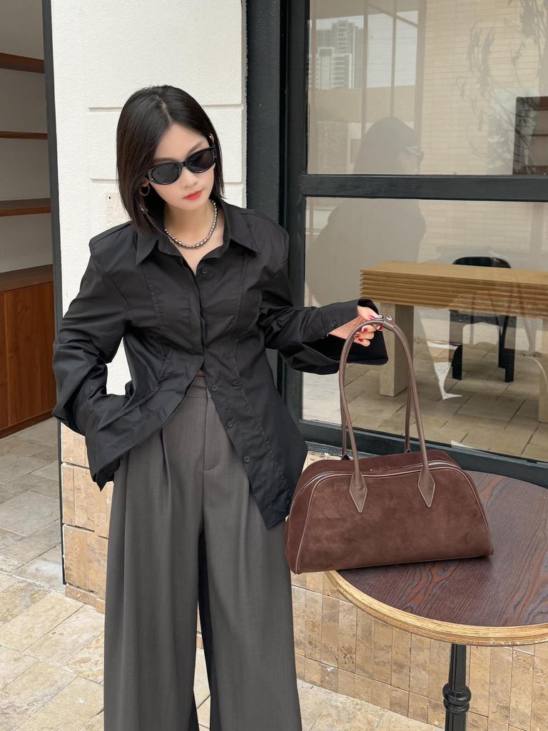 Французская ретро матовая сумка-тоут из коровьей кожи - 2024 Большая вместительная наплечная сумка-багет для женщин