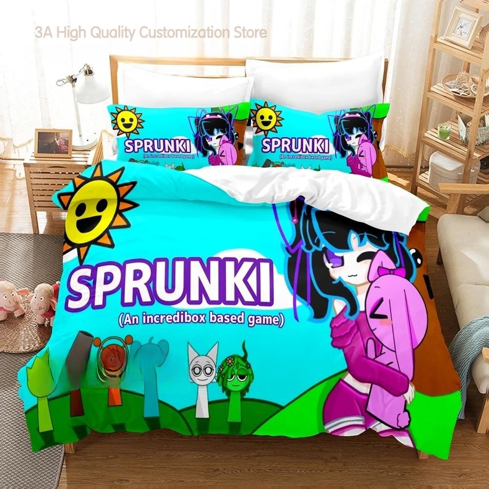 Комплект постельного белья Sprunki Односпальный Twin Ful Quen King-Size Размеры Размеры Комплект постельного белья Взрослые Люди Спальня Комплекты пододеяльниковSprunki Аниме комплект постельного белья