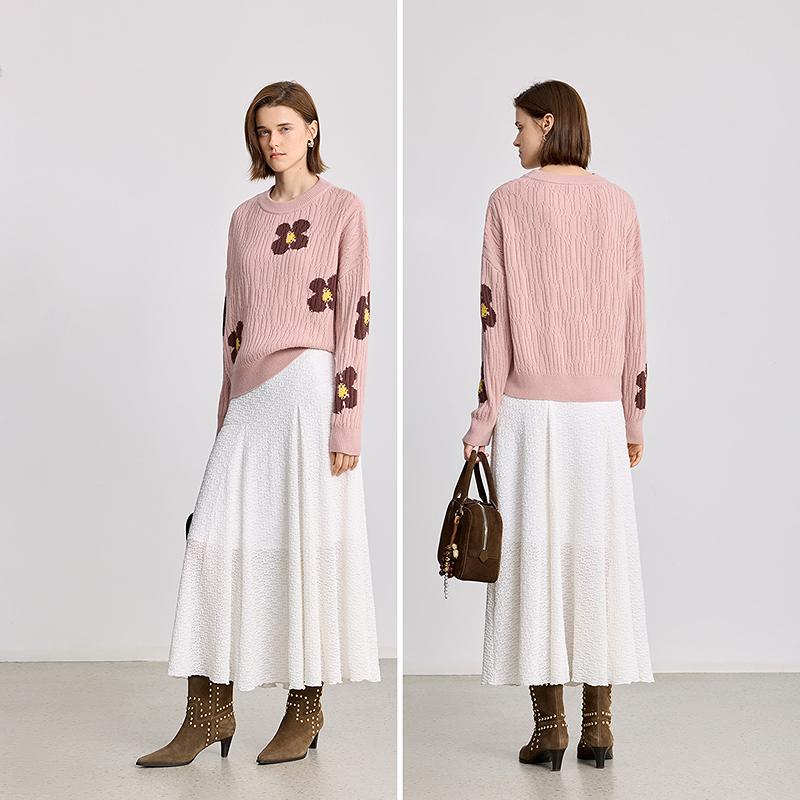 LILY Lucky Flower Jacquard Knitted Sweater