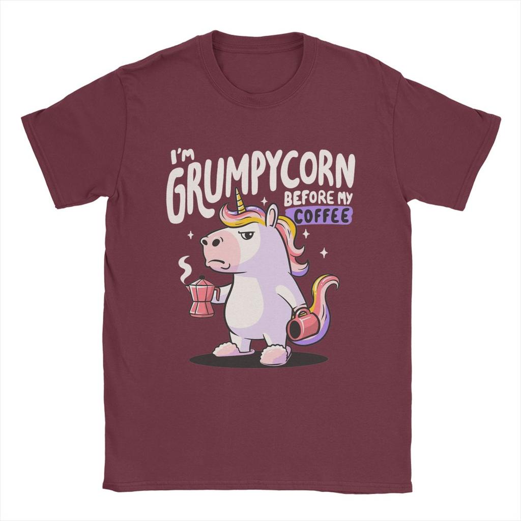 Мужская и женская Grumpycorn Cute Grumpy Unicorn Coffee Gift Shirt Outfit Новинка Хлопковая футболка Футболка Одежда Графическая печать