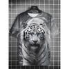 Summer Round Neck 3D Tiger Print Top Fashionable Casual Short Sleeved Men's T-shirts