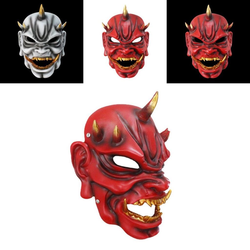 Игривая и красно-белая смоляная маска японского короля демонов, отлично подходящая для хэллоуинских фестивалей и