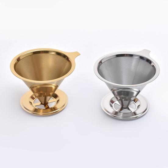 Кофейный фильтр из нержавеющей стали, капельница для кофе, многоразовый безбумажный конусный фильтр для кофе для дома