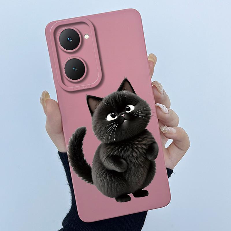 Для Vivo Y03 Y03T Y18 Y18E Y18S Y17S Y28S Y02 Y02A Y02T Милый Мультяшный Матовый Жидкий Мягкий Силиконовый Чехол-Защита для Камеры