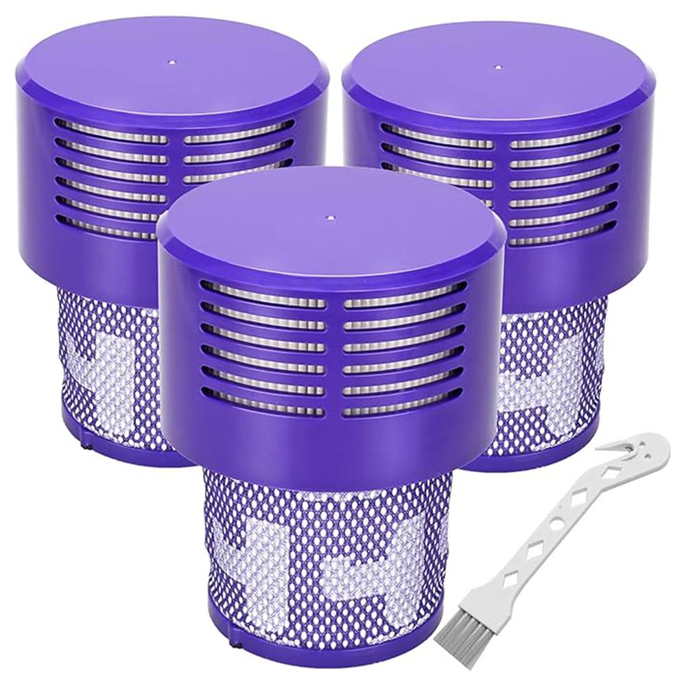 3Pcs Filter for Dyson Cyclone V10 Animal/V10 Absolute/V10 Total Clean/V10 Fluffy (SV12) Vacuum Cleaner Replacement Post Filters with Brush