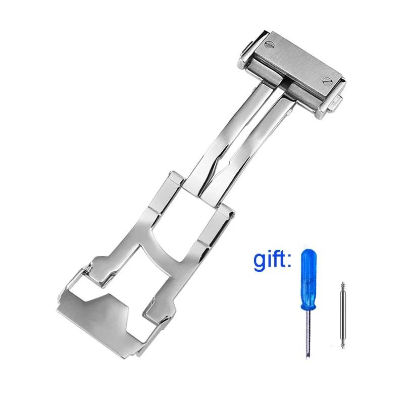 18 мм 22 мм Застежка из цельной нержавеющей стали С инструментами Серебристая Черная Подходит для часов Hublot Big Bang Мужские Силиконовый Кожаный Ремешок Пряжка