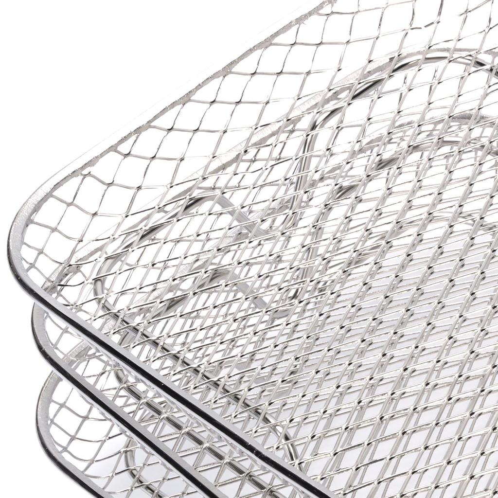 Набор из 3 подставок для фритюрницы из нержавеющей стали 304, штабелируемый, многоярусный, прямоугольный, можно мыть в посудомоечной машине, поддон-корзина для фритюрницы, аксессуары для фритюрницы