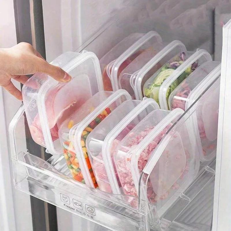 Холодильник Коробка для замороженного мяса Коробка для хранения продуктов Прозрачный контейнер для хранения свежего замороженного мяса и овощей с крышкой
