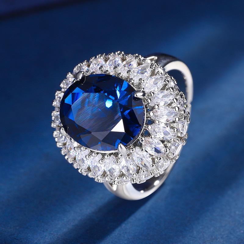 Ювелирные изделия Медное основание Позолоченное Имитация цвета Сокровище Форма Дана Ретро Темперамент Кольцо Главный камень 10 * 12