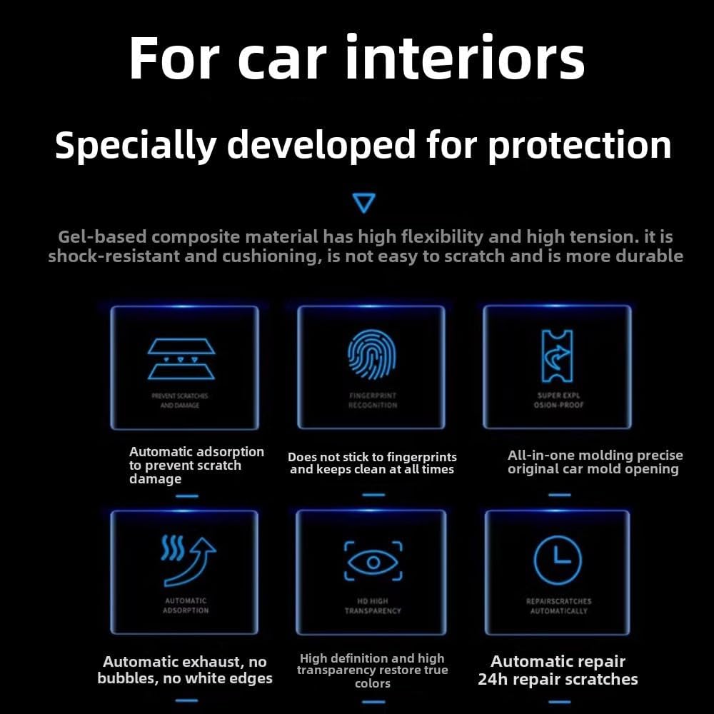 Car Interior Center Console Transparent TPU Protective Film Anti Scratch Sticker LCD Screen Film For Hyundai Palisade 2022-2024
