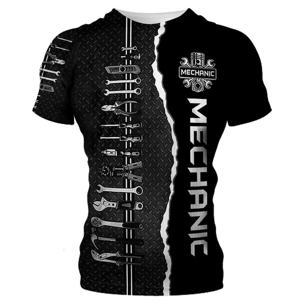 Personalized Design Mechanic Pattern 3D Printing Men's Street Round Neck Short Sleeved T-shirt