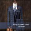 2024 Men's British Slim Plaid Three-Piece Suit: Trendy Autumn/Winter Fashion