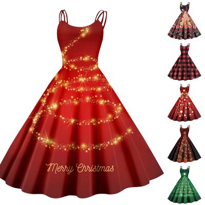 Рождественская женская повседневная модная юбка с цветочным принтом в стиле панк-ретро с открытыми плечами