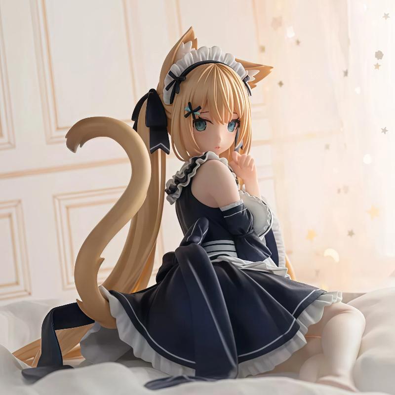Обычная виртуальная Vtuber Сад Серена Статуэтка горничной с кошачьими ушками Аниме Статуэтка кошкодевочки Декор для корпуса ПК Настольное украшение Коллекционная модель