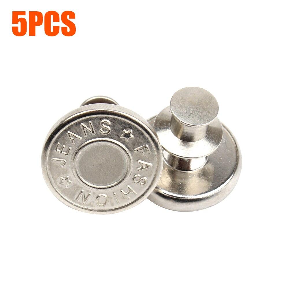 5Pcs Button Pins for Jeans No Sew Instant Detachable 17mm Replacement Button Adjustable Pants Buttons Kit