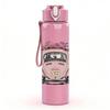 1PC Pink Car Vintage Retro Pattern 750ml Color Plastic Sports Water Bottle Leakproof Flip Straw Lid Suitable for Sports Office Home Use