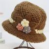 Vintage Flower Crochet Bucket Hat Thick Coldproof Basin Hats Warm Fisherman Cap For Women Daily Use Autumn & Winter