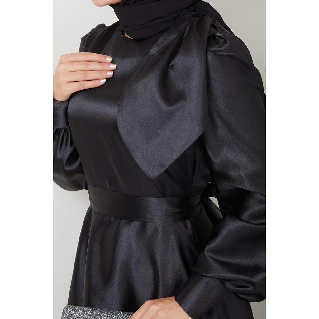 Женская одежда Вечернее платье Модное атласное длинное вечернее платье хиджаба с бантом 2745