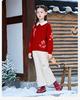 David Bella Girls' Knitted Sweater Autumn Collection New Children's Red Sweater Chinese Style Children's Clothing