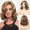 Короткие вьющиеся синтетические парики с челкой светло-русые смешанные коричневые волнистые парики для женщин из термостойкого волокна для повседневного косплея